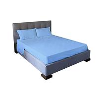 Jenny Sesal Bed Sheet Set - Solid Colour - Made in Italy Double Bedding Set - Blue - Sheet Set + Pillowcases