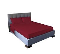 Jenny Sesal Bed Sheet Set - Solid Colour - Made in Italy Double Bedding Set - Burgundy - Sheet Set + Pillowcases
