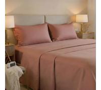 Jenny Sesal Bed Sheet Set - Solid Colour - Made in Italy Double Bedding Set - Pink - Bedding Set + Pillowcases