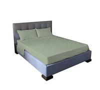 Jenny Sesal Bed Sheet Set - Solid Colour - Made in Italy Double Bedding Set - Sage Green - Sheet Set + Pillowcases