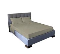 Jenny Sesal Bed Sheet Set - Solid Colour - Made in Italy Double Bedding Set - Taupe - Sheet Set + Pillowcases