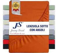 JENNY SESAL Fitted Sheet - Solid Colour - Made in Italy - Double, Single and King - Wide Choice of Colours and Sizes (Orange, Single)