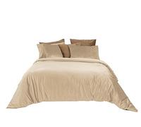 Jenny Sesal Sophia Velvet Duvet Cover Set, Soft and Elegant Velvet Top and Microfibre Bottom - Duvet Cover and Pillowcases Set (Double, Cream)
