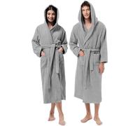 Jenny Sesal Unisex Terry Towelling Bathrobe, Ideal for Home, Spa, Sauna, Gym. Soft and with High Drying Capacity, grey, L