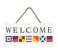 JennyGems Coastal Welcome Sign for Front Door, Front Door Decor Porch Decorations, Hanging Wooden Welcome Door Sign Nautical Decor Beach Decor, Nautical Maritime Flags Decorations
