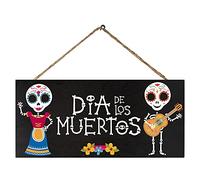 JennyGems Day of The Dead Wood Sign | Dia de Los Muertos Decor | Halloween Decorations | Skulls and Skeletons | Made in USA