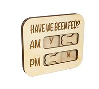 JennyGems Dog Feeding Reminder, Have We Been Fed, Dog Feeding Magnet, Feed Tracker AM PM, Wooden Reminder Slider for Fridge