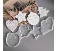 Jennytim 4-Piece Silicone Casting Mould Set for Christmas Pendants with Tree, Star & Heart, Mould for Christmas Tree Decorations Made of Plaster, Epoxy Resin, Concrete