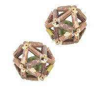 Jennytim Catnip Toy Ball, Teeth Crunch Chewing Catnip Toy, Natural Wood Wheels, Cat Interactive Toy, Increase Appetite and Cleaning the Mouth (Pack of 2)