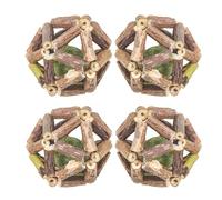Jennytim Catnip Toy Ball, Teeth Crunch Chewing Catnip Toy, Natural Wood Wheels, Cat Interactive Toy, Increase Appetite and Cleaning the Mouth (Pack of 4)