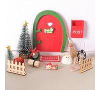Jennytim Gnome Door Set - Complete Set Including Gnome Door, Wreath, Broom, Christmas Tree and Many Other Accessories for the Advent Season, DIY Decoration for Christmas.