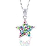JennyWrenJewels Children’s Jewellery | Girls & Kids Sterling Silver Crystal Star Necklace | 925 Sterling Silver UK | Pendant & Gift Bag (Multi, 16)