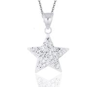 JennyWrenJewels Children’s Jewellery | Girls & Kids Sterling Silver Crystal Star Necklace | 925 Sterling Silver UK | Pendant & Gift Bag (Clear, 14)