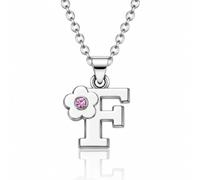 JennyWrenJewels Initial Letter Necklace for Girls A-Z, Crystal Initial Pendant, Flower Girl Keepsake Gift, Birthday Gift for Daughter, Granddaughter, Niece & Goddaughter