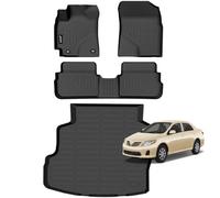 Jenofa-Floor Mats for Corolla 2009-2013 Cargo Mat Car Mats for 2012 Corolla All Weather Floor Liner Custom Fit Automotive Non-Slip TPE Rubber High Edge Protection Full Set Accessories