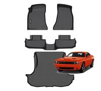Jenofa-Floor Mats for Dodge Challenger RWD 2015-2023 Cargo Mat Car Mats for 2022 Challenger All Weather Floor Liner Custom Fit Automotive Non-Slip Waterproof TPE Rubber Full Set Accessories