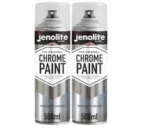 JENOLITE Chrome Spray Paint - 2 x 500ml | Smooth Metallic Silver | Chrome Colour | Multi-Surface Paint For Metal, Wood, Plastic, Ceramic | Suitable For Interior & Exterior Use