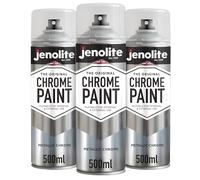 JENOLITE Chrome Spray Paint - 3 x 500ml | Smooth Metallic Silver | Chrome Colour | Multi-Surface Paint For Metal, Wood, Plastic, Ceramic | Suitable For Interior & Exterior Use