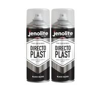 JENOLITE Directoplast Gloss Spray Paint, BLACK, 2x400ml, Spray Paint for Plastic Surfaces, For All Types Of Plastic, No Primer Required Multi Surface Paint, RAL 9005