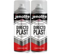 JENOLITE Directoplast Gloss Spray Paint - Cardinal Red, 2x400ml, Multi-Surface, For All Plastics, RAL 3001, No Primer Required