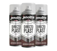 JENOLITE Directoplast Gloss Spray Paint | ESPRESSO BROWN | 3x 400ml | Spray Paint for Plastic Surfaces | For All Types Of Plastic | No Primer Required Multi Surface Paint | RAL8017