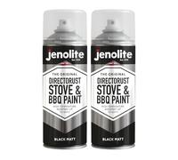 JENOLITE Directorust BBQ & Stove Black Spray Paint 2 x 400ml Heat Resistant | High Temp Paint Up to 650C - Barbecue, Stove, Chimineas, Wood Burner, Automotive, Fire Screens