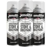JENOLITE Directorust BBQ & Stove Black Spray Paint 3 x 400ml Heat Resistant | High Temp Paint Up to 650°C - Barbecue, Stove, Chimineas, Wood Burner, Automotive, Fire Screens