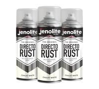 JENOLITE Directorust Chalky Spray Paint | WHITE | 3x400ml | Multi-Surface Chalky Finish Spray Paint | Ideal For Furniture, Ornaments, Picture Frames | Interior & Exterior Use | RAL 9016