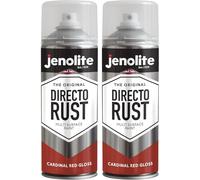 JENOLITE Directorust Gloss Spray Paint | CARDINAL RED | 2 x 400ml | Direct To Rust Spray Paint For Metal | Multi Surface Gloss Spray Paint For Wood, Metal, Plastic, Ceramic | RAL 3001