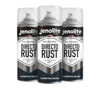 JENOLITE Directorust Gloss Spray Paint - Charcoal Grey, 3 x 400ml, Direct to Rust & Multi Surface Gloss Paint for Wood, Metal, Plastic, Ceramic - RAL 7016