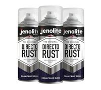 JENOLITE Directorust Gloss Spray Paint | COBALT BLUE | 3 x 400ml | Direct To Rust Spray Paint For Metal | Multi Surface Gloss Spray Paint For Wood, Metal, Plastic, Ceramic| RAL 5013