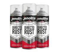 JENOLITE Directorust Gloss Spray Paint | CRIMSON RED | 3 x 400ml | Direct To Rust Spray Paint For Metal | Multi Surface Gloss Aerosol For Wood, Metal, Plastic, Ceramic | RAL 3027
