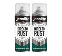 JENOLITE Directorust Gloss Spray Paint | HUNTER GREEN | 2 x 400ml | Direct To Rust Spray Paint For Metal | Multi Surface Gloss Spray Paint For Wood, Metal, Plastic, Ceramic | RAL 6028