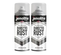 JENOLITE Directorust Gloss Spray Paint WHITE 2x400ml | Direct to Rust for Metal, Multi Surface for Wood, Plastic, Ceramic | RAL 9016