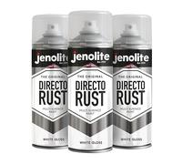 JENOLITE Directorust Gloss Spray Paint | WHITE | 3 x 400ml | Direct To Rust Spray Paint For Metal | Multi Surface Gloss Aerosol For Wood, Metal, Plastic, Ceramic | RAL 9016