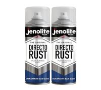 JENOLITE Directorust Glossy Spray Paint, Ultra Marine Blue, 2 x 400 ml, Spray Cans Spray Paint, DIY, Multiple Surfaces, Gloss Colour: Wood, Metal, Plastic, Ceramic, Rusted Surfaces, RAL5002
