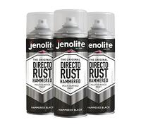 JENOLITE Directorust Hammered Metal Spray Paint | BLACK | 3x400ml | Multi Surface Spray Paint For Metal | Hammered Finish Paint | All-in-One Primer, Undercoat & Topcoat | Apply Direct to Rust