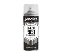 JENOLITE Directorust Hammered Spray Paint Black 400ml Multi-Surface | Hammered Metal Finish Direct to Rust - No Primer Needed, All-in-One Primer, Undercoat & Topcoat, Hides Imperfections
