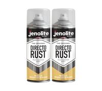 JENOLITE Directorust Metallic Gloss Spray Paint | BRIGHT GOLD | 2x400ml | Multi-Surface Bright Gold Spray Paint for Metal, Wood, Plastic | All-In-OnePrimer, Undercoat and Topcoat | Interior & Exterior