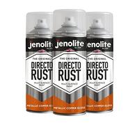 JENOLITE Directorust Metallic Gloss Spray Paint | COPPER | 3x400ml | Multi-Surface Gold Spray Paint for Metal, Wood, Plastic | All-In-OnePrimer, Undercoat and Topcoat | Interior & Exterior