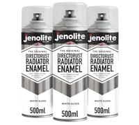 JENOLITE Directorust Radiator Enamel Spray Paint (WHITE) | 3 x 500ml | Gloss Finish | Resistant to 130ºC | Durable, Scuff Resistant, Non-Yellowing Radiator Paint | No Primer Needed