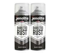JENOLITE Directorust Spray Paint Black Gloss 2 x 400ml Direct To Rust