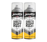 JENOLITE Directorust Spray Paint Canary Yellow 2 x 400ml Gloss Finish | Multi-Surface Spray Paint for Metal, Wood, Plastic, All-In-One Primer, Undercoat and Topcoat for Interior & Exterior use