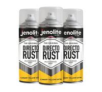 JENOLITE Directorust Spray Paint Canary Yellow 3 x 400ml Satin Finish | Direct To Rust Spray Paint For Metal, All-In-One Multi Surface Paint for Metal, Wood, Plastic, Ceramic - RAL 5013