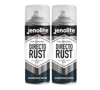 JENOLITE Directorust Spray Paint Charcoal Grey 2 x 400ml Satin Finish | Direct To Rust Spray Paint For Metal, All-In-One Multi Surface Paint for Metal, Wood, Plastic, Ceramic - RAL 1013