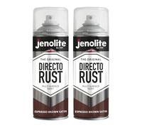 JENOLITE Directorust Spray Paint Espresso Brown 2 x 400ml Satin Finish | Direct To Rust Spray Paint For Metal, All-In-One Multi Surface Paint for Metal, Wood, Plastic, Ceramic - RAL 5013