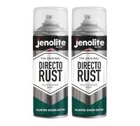 JENOLITE Directorust Spray Paint Hunter Green 2 x 400ml Satin Finish | Direct To Rust Spray Paint For Metal, All-In-One Multi Surface Paint for Metal, Wood, Plastic, Ceramic - RAL 130 70 20