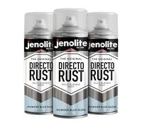 JENOLITE Directorust Spray Paint Powder Blue Gloss 3 x 400ml Direct To Rust | Multi-Surface Spray Paint for Metal, Wood, Plastic, All-In-One Primer, Undercoat and Topcoat for Interior & Exterior use