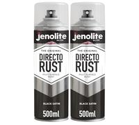 JENOLITE Directorust Spray Paint Satin Finish | BLACK | 2 x 500ml | Direct To Rust Spray Paint For Metal | All-In-One Multi Surface Paint for Metal, Wood, Plastic, Ceramic | RAL 9005