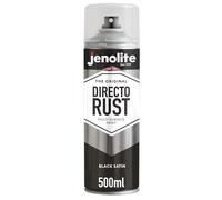 JENOLITE Directorust Spray Paint Satin Finish | BLACK | 500ml | Direct To Rust Spray Paint For Metal | All-In-One Multi Surface Paint for Metal, Wood, Plastic, Ceramic | RAL 9005